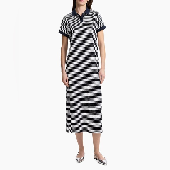 NWT Theory Navy and White Stripe Pima Cotton Midi Women's Dress Size Medium - Picture 6 of 12